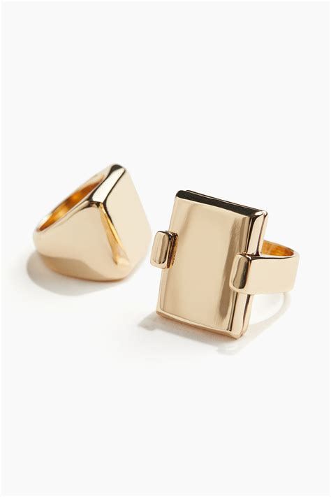 2-pack signet rings - Gold-coloured - Ladies | H&M IN