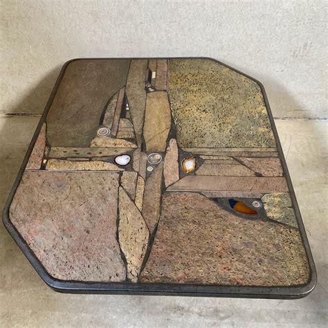 Brutalist Stone Brass Agate Art Coffee Table Design Studio Stam ...