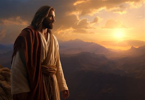 Jesus Christus in den Hügeln bei Sonnenuntergang in Bolta ...