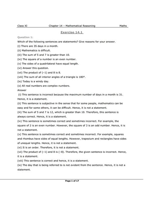 NCERT Class 11 Maths Chapter 14 Exercise 14.1 Solutions - eSaral