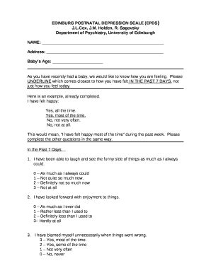 EDINBURG POSTNATAL DEPRESSION SCALE (EPDS) template Doc Template ...