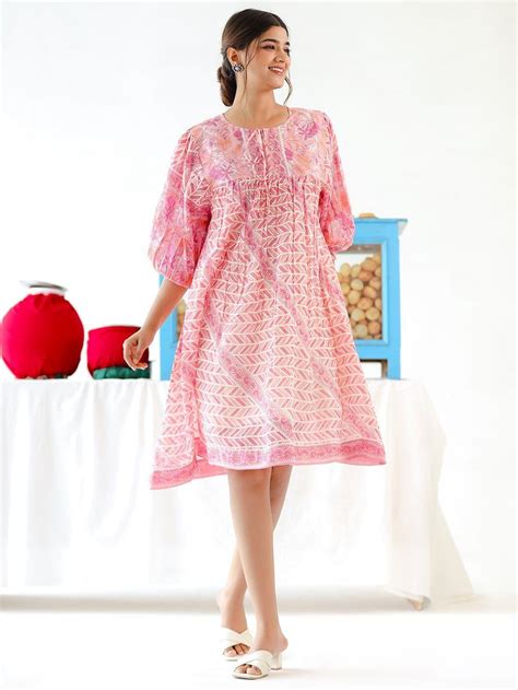 Buy Pink Printed Mulmul Dress | PCH17/PICA11APR | The loom