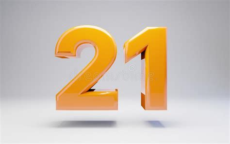 Number 21. 3D Orange Glossy Number Isolated On White Background Stock ...