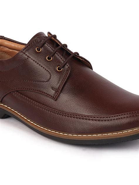 Shop Men Brown Formal Lace-Up Derby Uniform Dress Shoes Online