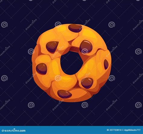 Letter O Cartoon Cookie With Chocolate Chips Vector Illustration | CartoonDealer.com #337733814