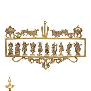 BRIXUS Decorative Brass Dashavatara Wall Art Panel, Traditional Hindu ...
