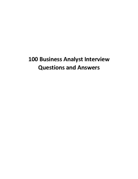 BA Interview Questions and Answers - 100 Business Analyst Interview ...
