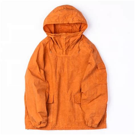 ANACHRONORM AN252 OVER DYED ANORAK PULLOVER JACKET ORANGE | MAROON WEBSTORE