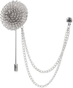 the tie hub Silver Dahlia Flower with Chain Lapel Pin Brooch Price in ...