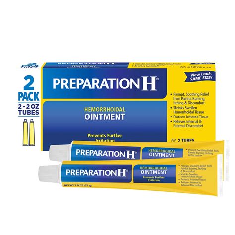 Preparation H Hemorrhoidal Ointment, 2 Oz Tubes, 2 Ct - Soothing Relief ...
