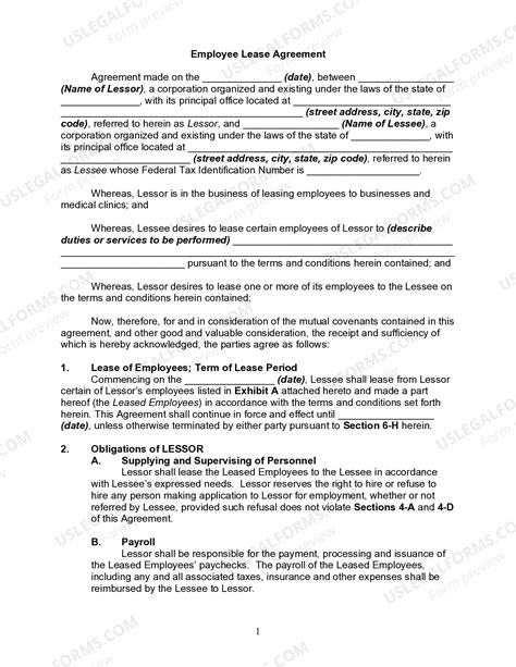 Employee Lease Agreement | US Legal Forms