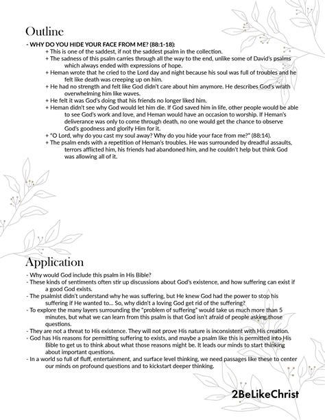 Psalm 88 Summary - 5 Minute Bible Study — 2BeLikeChrist