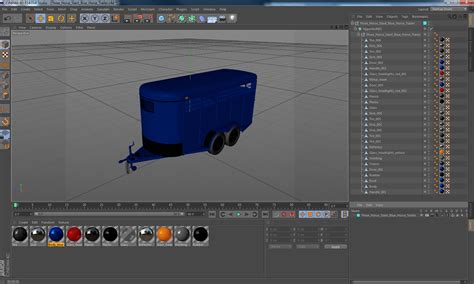 3D Three Horse Slant Blue Horse Trailer | 3D Molier International