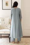 Buy Blue Muslin, Cotton Embroidery Round Neck A-line Kurta And Pant Set ...