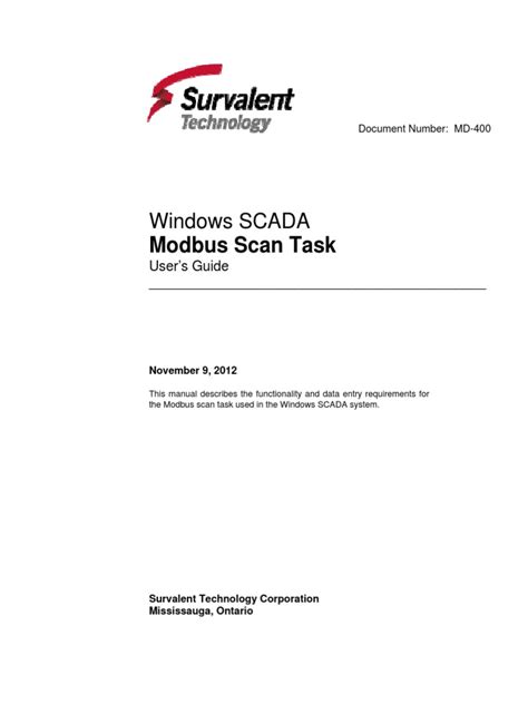 MD-400 Modbus Scan Task User's Guide | PDF | Port (Computer Networking ...