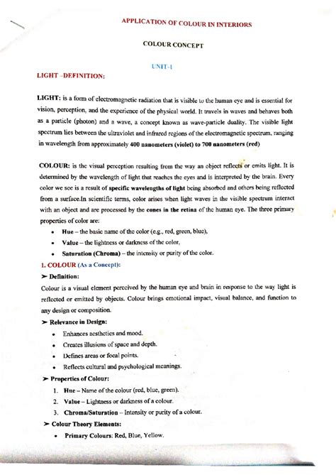 APPLICATION OF COLOUR IN INTERIORS: A Comprehensive Guide - Studocu