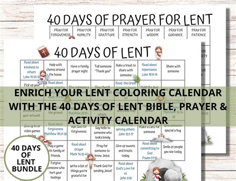 40 Days Lent Countdown Calendar for Kids, 40 Days Lenten Calendar, Ash ...