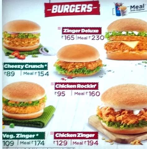Menu of KFC, Dwarka, New Delhi
