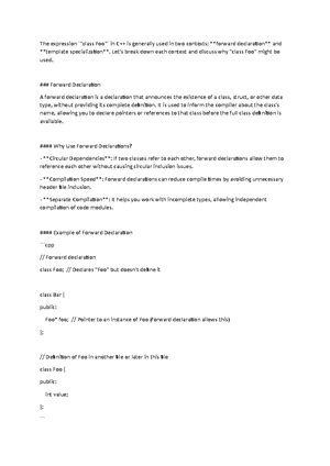 Unit 5 OODP - Example of Forward Declaration // Forward declaration ...