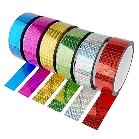 GLUN® Shining Laser Adhesive Colorful Cello Tapes Rolls, Decorative ...