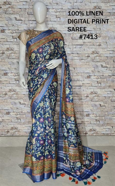 Trendy Printed Linen Sarees - Shop the Latest Collection – Paarijaatham.com