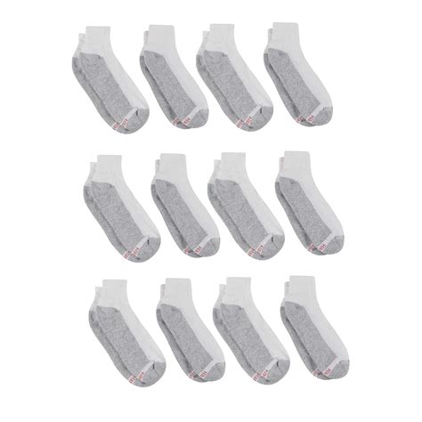 Hanes Men's Double Tough Durability Big & Tall Ankle Socks, White, 12 ...