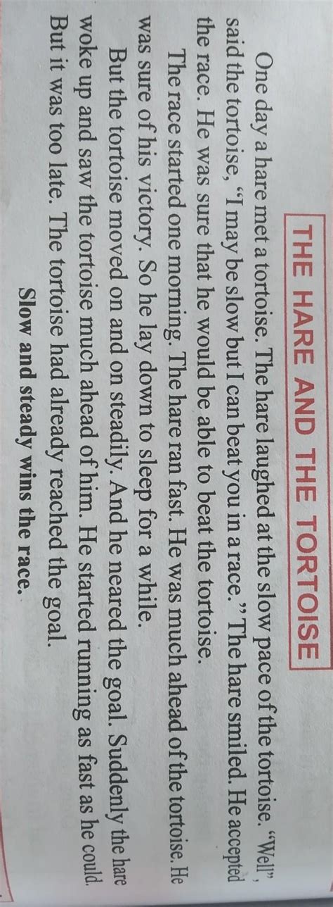 a story on the hare and the tortoise - Brainly.in