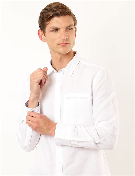 Buy Linen Mix Plain Collar Neck Shirt at Marks & Spencer