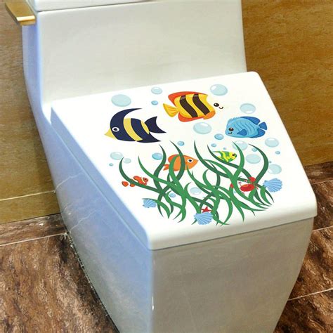Sea World Cartoon Toilet Bowl Sticker Waterproof Vinyl Sticker – CRAZE