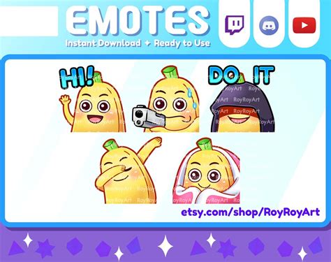 Buy Twitch Emotes Cute Banana Emotes Pack 1 / Hello Gun Do It Online in ...
