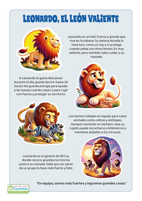 Cuento - Leonardo, el león valiente | Romantic quotes for her, Spanish ...