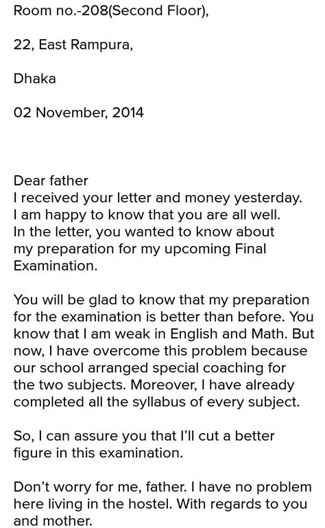 write a letter to your father about your preparation for ensuring the ...
