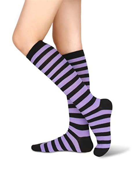 Kids Purple and Black Colorful Zebra Stripes Knee High Dress Socks Boys ...
