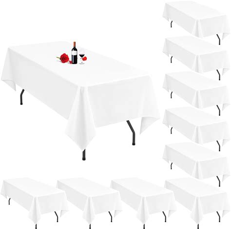 Amazon.com: 10 Pack White Tablecloths for 6 Foot Rectangle Tables 60 x ...