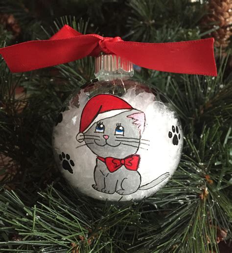 Personalized Hand Painted Cat Christmas Ornament