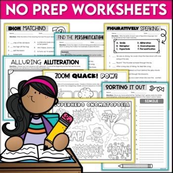 Figurative Language Worksheets & Posters Review Activities by Shelly Rees