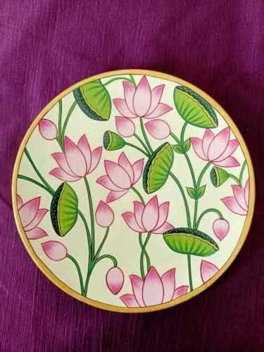 Unique wants Pichwai lotus hand painting wooden plates for home ...