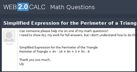 View question - Simplified Expression for the Perimeter of a Triangle