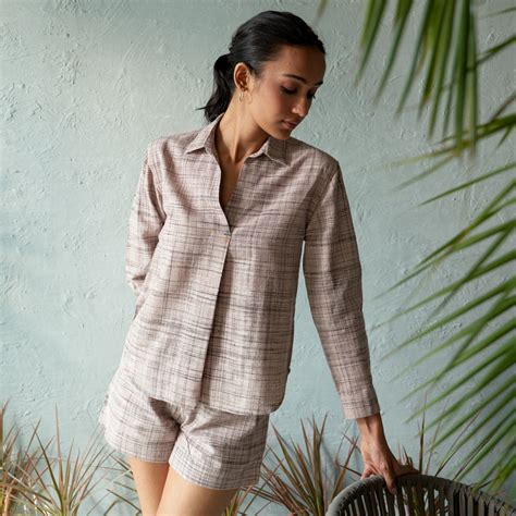 Collared Top and Shorts CO-ORD SET in Textured Cotton | Stylish Women's ...