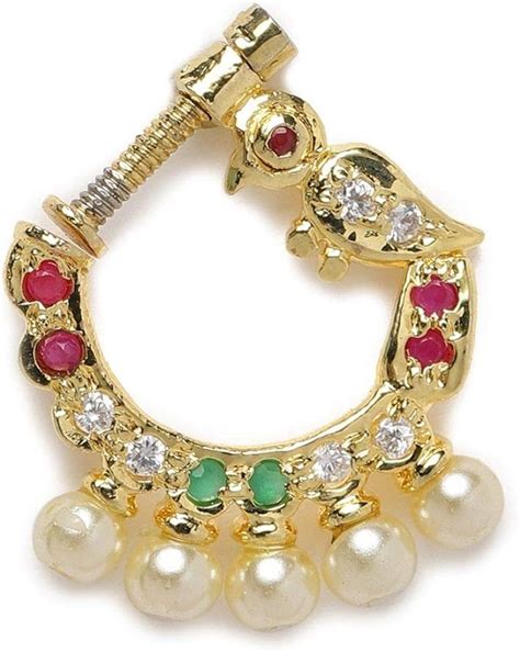 Buy AccessHer Gold Plated AD Studded Embellished Handcrafted Nose Pin ...