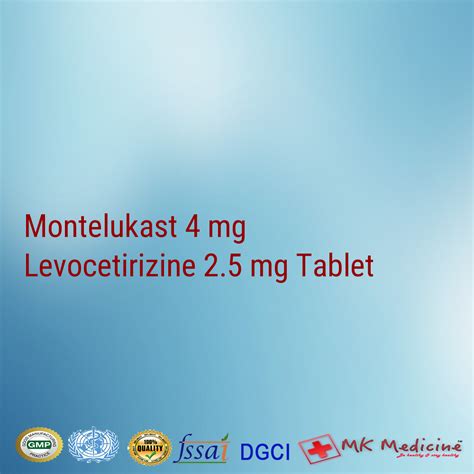 Montelukast 4 mg Levocetirizine 2.5 mg Tablet For PCD Franchise