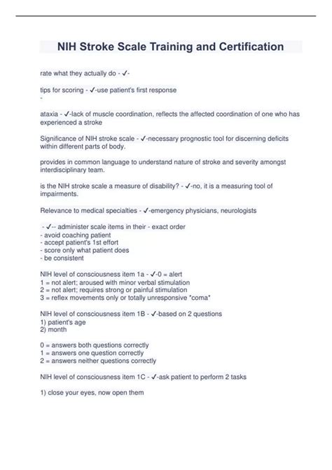 NIH Stroke Scale Training and Certification (2023/2024) 100% Correct ...