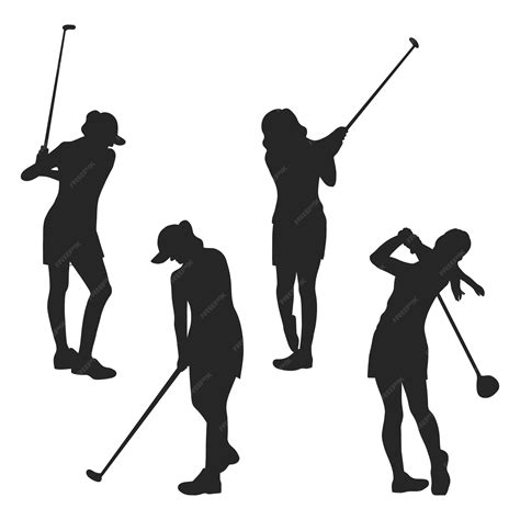Free Vector | Hand drawn golfer silhouettes - silhouette of golfer