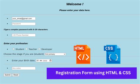 Image result for Registration Form HTML Code