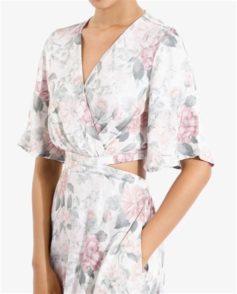 Rareism Women's Ravin Multi Cotton Blend Overlap Neck Floral Print Max