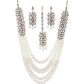 I Jewels 18K Gold Plated Traditional 5 Layers Kundan & Pearl Beaded ...