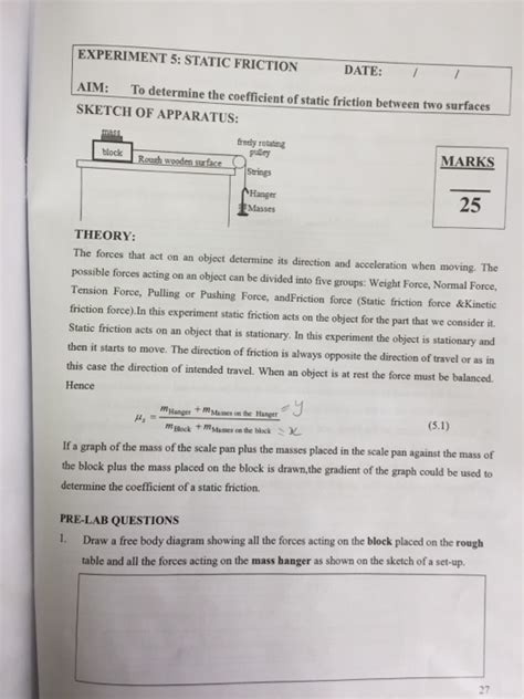 Image result for Static Friction Experiment
