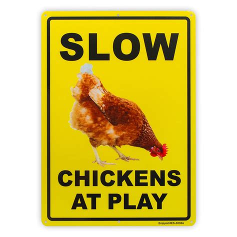Buy Enjoyist Caution Slow Chickens at Play, Chicken Crossing Sign, 14"x ...