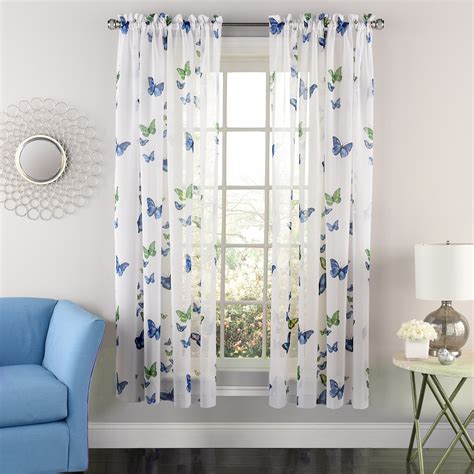 Butterflies Semi-sheer 63-inch Tailored Window Curtain Panel - 63x54 ...