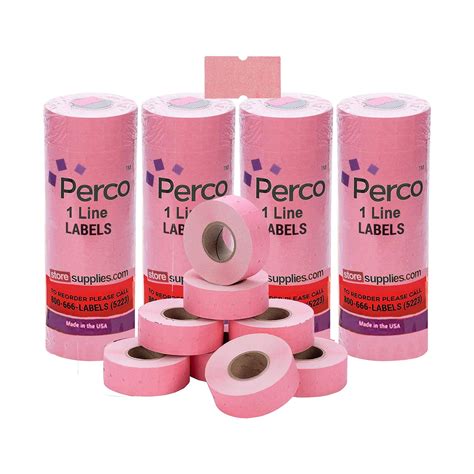Buy Perco 1 Line Fluorescent Pink Labels - 4 Sleeve, 32,000 Blank Price ...